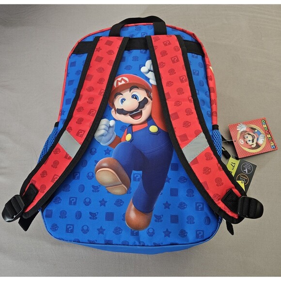 Nintendo Super Mario Backpack 17" Luigi Yoshi Padded Tablet Pocket Key Chain Kid - Picture 3 of 8